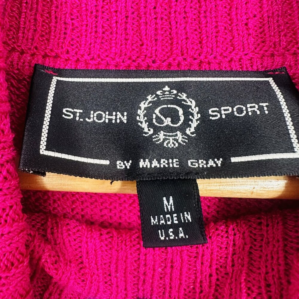 St. John Vintage Pink Santana Knit Long Sleeve Button Side Turtle Neck Sweater M - Picture 3 of 9